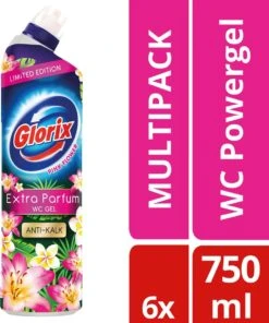 Glorix WC Powergel Toiletreiniger Pink Flower - 6 X 750 Ml - Voordeelverpakking -Schoonmaakmiddelen Winkel 1003x1200