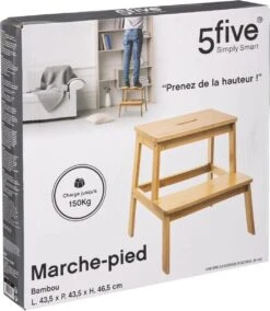 5Five - Bamboe Keukentrapje/opstapje Met 2 Treden 47 Cm - Keuken/badkamer Krukjes -Schoonmaakmiddelen Winkel 1043x1200