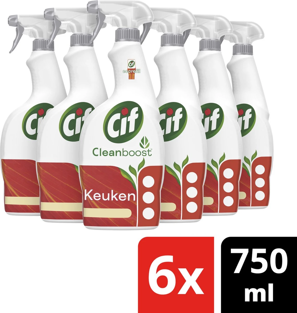 Cif CleanBoost Power & Shine Keuken Spray - 6 X 750 Ml - Voordeelverpakking 3 Cif CleanBoost Power & Shine Keuken Spray - 6 X 750 Ml - Voordeelverpakking