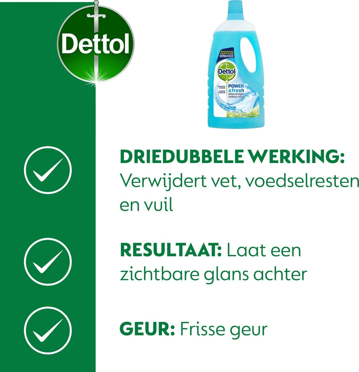 Dettol - Power & Fresh - Allesreiniger - Katoenfris - 8 X 1 Liter 5 Dettol - Power & Fresh - Allesreiniger - Katoenfris - 8 X 1 Liter - Afbeelding 3
