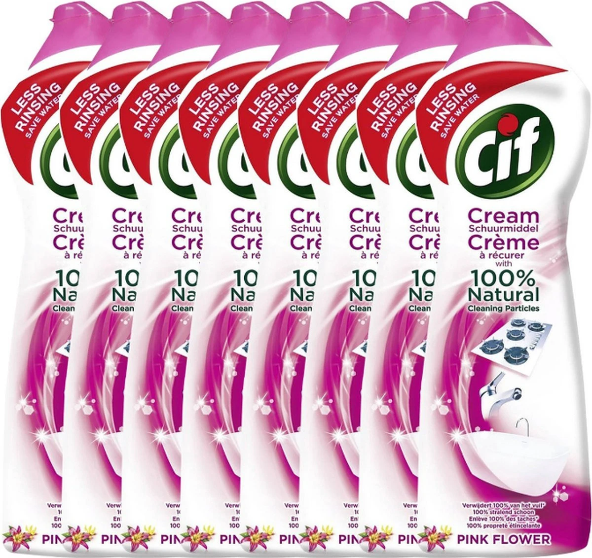 CIF Cream Pink Flower - 8 X 500 Ml - Schuurmiddel - Voordeelverpakking 5 CIF Cream Pink Flower - 8 X 500 Ml - Schuurmiddel - Voordeelverpakking - Afbeelding 3