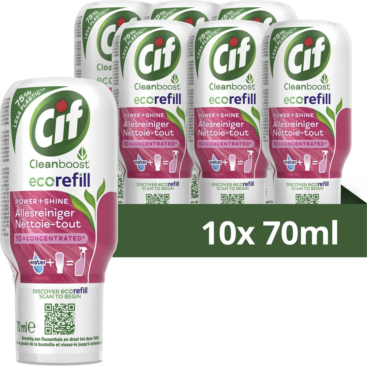 Cif CleanBoost Power & Shine Allesreiniger Ecorefill Capsules - 10 X 70 Ml - Voordeelverpakking 3 Cif CleanBoost Power & Shine Allesreiniger Ecorefill Capsules - 10 X 70 Ml - Voordeelverpakking