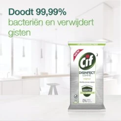 Cif Disinfect & Shine Wipes Doden 99,99% Van De Bacteriën Original Desinfecterende Schoonmaakdoekjes, Van 100% Biologisch Afbreekbaar Textiel 5 X 75 Doekjes -Schoonmaakmiddelen Winkel 1200x1198 1