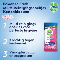Dettol - Schoonmaakdoekjes - Power & Fresh - Kersenbloesem - 80 Stuks X8 -Schoonmaakmiddelen Winkel 1200x1200 187
