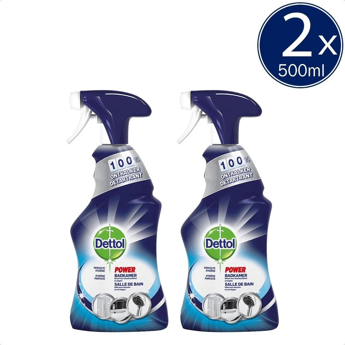 Dettol Allesreiniger Spray Power & Fresh - Badkamer - 500ml X2 4 Dettol Allesreiniger Spray Power & Fresh - Badkamer - 500ml X2 - Afbeelding 2