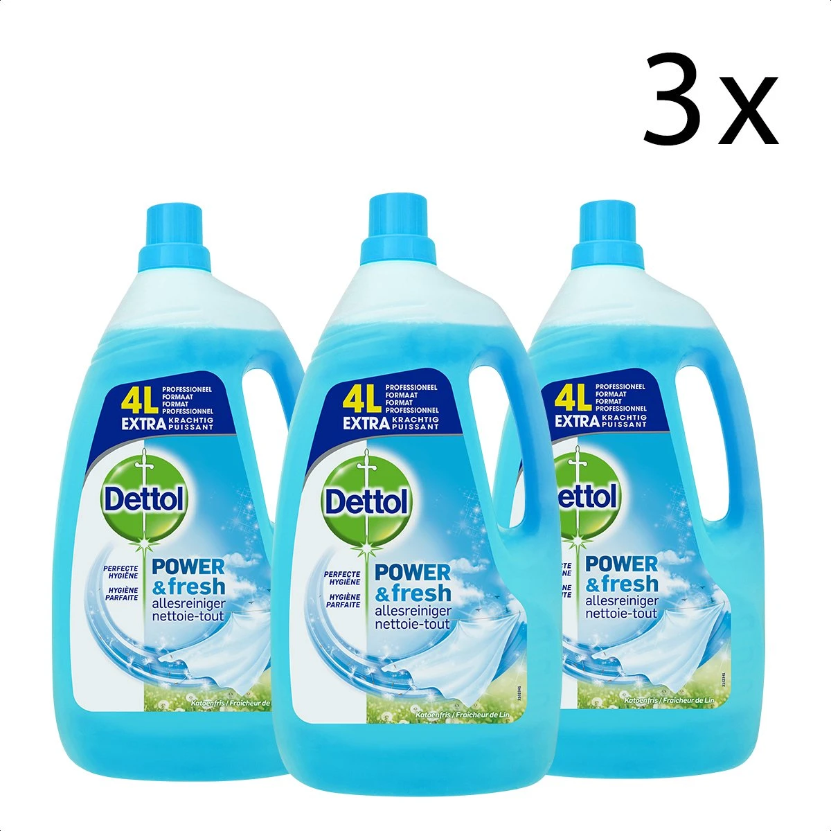 Dettol - Power & Fresh - Allesreiniger - Katoenfris - 3 X 4 Liter 3 Dettol - Power & Fresh - Allesreiniger - Katoenfris - 3 X 4 Liter