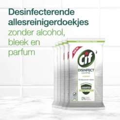 Cif Disinfect & Shine Wipes Doden 99,99% Van De Bacteriën Original Desinfecterende Schoonmaakdoekjes, Van 100% Biologisch Afbreekbaar Textiel 5 X 75 Doekjes -Schoonmaakmiddelen Winkel 1200x1200 300