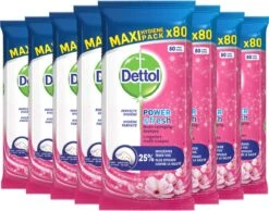 Dettol - Schoonmaakdoekjes - Power & Fresh - Kersenbloesem - 80 Stuks X8 -Schoonmaakmiddelen Winkel 1200x942