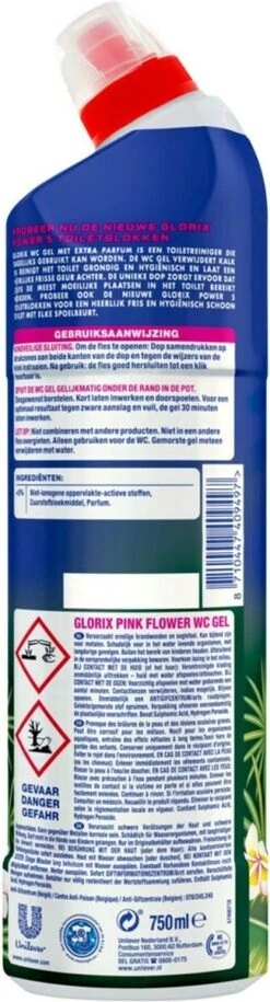 Glorix WC Powergel Toiletreiniger Pink Flower - 6 X 750 Ml - Voordeelverpakking -Schoonmaakmiddelen Winkel 324x1200