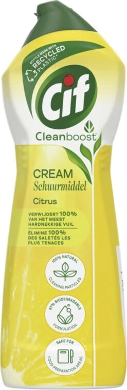 Cif CleanBoost Cream Citroen Schuurmiddel - 8 X 750 Ml - Voordeelverpakking -Schoonmaakmiddelen Winkel 390x1200