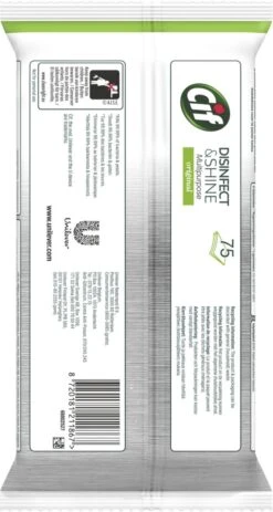 Cif Disinfect & Shine Wipes Doden 99,99% Van De Bacteriën Original Desinfecterende Schoonmaakdoekjes, Van 100% Biologisch Afbreekbaar Textiel 5 X 75 Doekjes -Schoonmaakmiddelen Winkel 640x1200