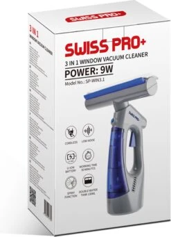 Swiss Pro+ Ruitenreiniger 3 In 1 WV 2 Blue Edition Window Vac - Ca. 120 M² - Waterzuiger - Incl. Smalle Zuigmond - Oplaadbaar - Raamwisser - Streeploos - Clicksystem - 2 Microvezeldoekjes - Met Sprayfunctie - Low Noise - Hepafilter -Schoonmaakmiddelen Winkel 870x1200 1