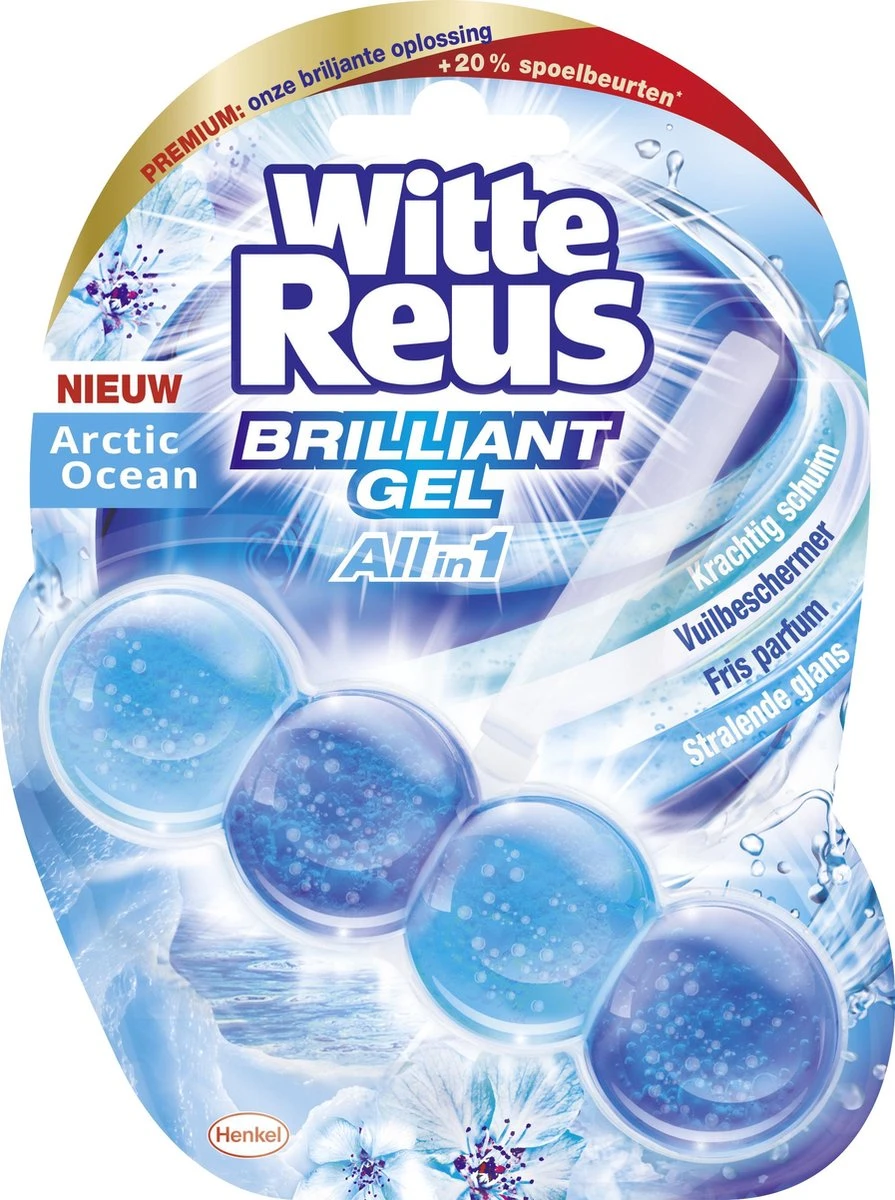 Witte Reus Brilliant Gel Allin1 Toiletblok - Arctic Ocean - WC Blokjes Voordeelverpakking - 11 Stuks 4 Witte Reus Brilliant Gel Allin1 Toiletblok - Arctic Ocean - WC Blokjes Voordeelverpakking - 11 Stuks - Afbeelding 2
