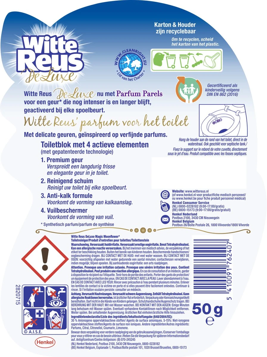 Witte Reus DeLuxe Toiletblok - Magic Moonflower - WC Blokjes Voordeelverpakking - 10 Stuks 8 Witte Reus DeLuxe Toiletblok - Magic Moonflower - WC Blokjes Voordeelverpakking - 10 Stuks - Afbeelding 6